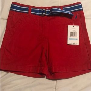 NWT Nautica Size 5 red chino shorts with belt